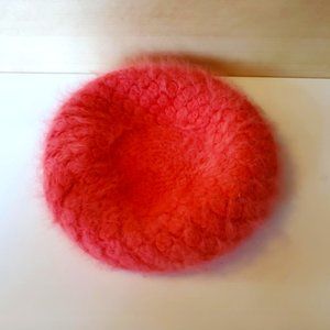Pure Angora Rabbit Wool Vintage Coral Knit Beret